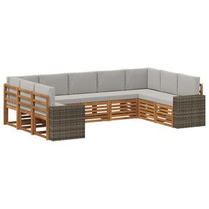 vidaXL Ensemble de canapé d'angle 9 Pièces Naturel et gris clair