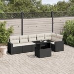 vidaXL Salon de jardin 7 Pièces avec coussins noir résine tressée