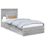 vidaXL Lit de Rangement Gris Sonoma 90 x 200 cm Bois d'ingénierie