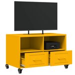 vidaXL Meuble TV jaune moutarde 68x39x43 5 cm acier