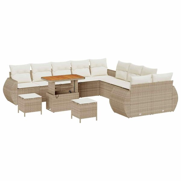 vidaXL Ensemble de canapé de jardin 13 Pièces Beige polyrotin