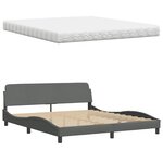 vidaXL Lit avec matelas gris foncé 180x200 cm tissu