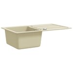 vidaXL Évier de cuisine Granit Seul lavabo Beige