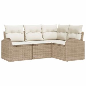 vidaXL Ensemble de canapé de jardin 4 Pièces Beige et blanc polyrotin
