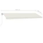 vidaXL Auvent automatique avec capteur de vent et LED 600x300 cm Crème