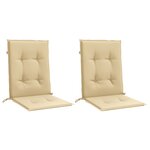 vidaXL Coussins de chaise à dossier bas lot de 2 beige mélangé tissu