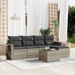vidaXL Salon de jardin 6 Pièces avec coussins gris clair résine tressée