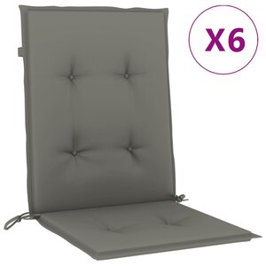 vidaXL Coussins de chaise à dossier bas lot de 6 gris foncé mélangé