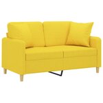 vidaXL Canapé 2 places avec oreillers jaune clair 120 cm tissu