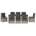 vidaXL Ensemble de salle à manger pour jardin 9 Pièces Gris clair