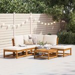 vidaXL Salon de jardin 6 Pièces avec coussins bois d'acacia solide