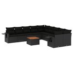 vidaXL Salon de jardin 11 Pièces avec coussins noir résine tressée