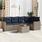 vidaXL Salon de jardin 6 Pièces avec coussins gris résine tressée