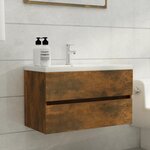vidaXL Armoire de lavabo Chêne fumé 80x38 5x45 cm Bois d'ingénierie