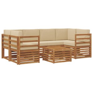 vidaXL Ensemble de canapés d'extérieur 7 Pièces Naturel et Beige