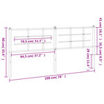 vidaXL Tête de lit métal noir 193 cm