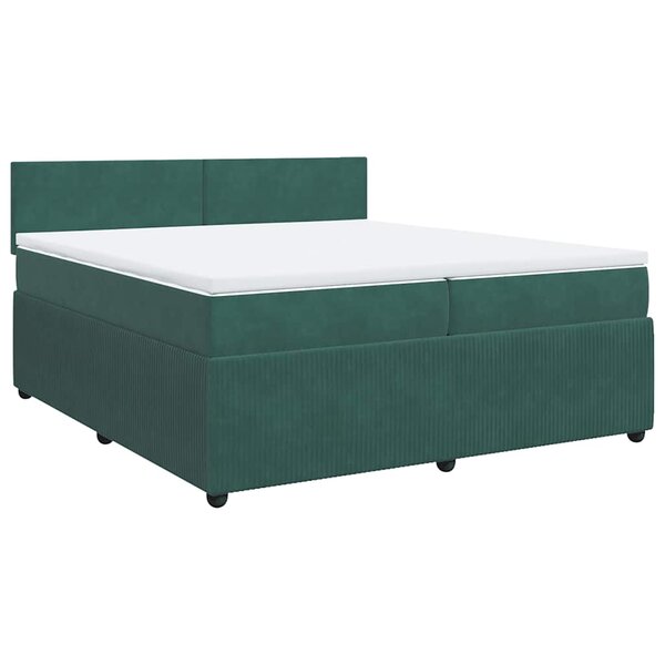 vidaXL Sommier à lattes de lit et matelas Vert foncé 200x200cm Velours