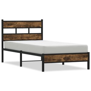 vidaXL Cadre de lit sans matelas avec tête de lit chêne fumé 90x190 cm