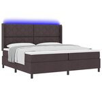 vidaXL Lit à ressort LED avec matelas Marron foncé 200 x 200 cm tissu