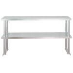 vidaXL Table de travail de cuisine avec étagère 120x60x145 cm Inox