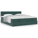 vidaXL Cadre de lit ottoman avec matelas vert foncé 160x200 cm velours