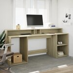 vidaXL Bureau avec lumières LED chêne sonoma bois d'ingénierie
