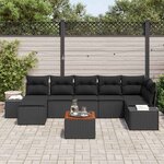 vidaXL Ensemble de canapé de jardin avec coussin 8 Pièces Noir Poly rotin