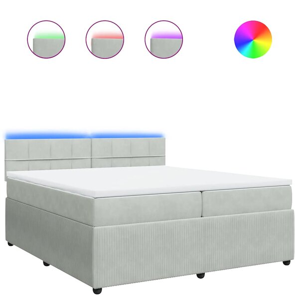 vidaXL Sommier à lattes de lit et matelas Gris clair 200x200cm Velours