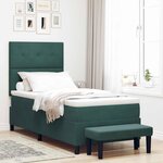 vidaXL Lit à ressorts avec tête de lit Vert foncé 200 x 90 cm Velours