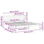 vidaXL Cadre de lit Marron et noir 180 x 200 cm Bois massif en pin