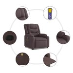 vidaXL Fauteuil de massage inclinable Marron foncé Tissu