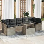 vidaXL Ensemble de canapé de jardin 8 Pièces Gris clair Poly rotin