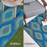 Tapis extérieur terrasse réversible - Tapis de jardin imperméable et résistant UV - Amber - Bleu - 180x270 cm - HOMESCAPES