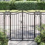 vidaXL Portail de jardin noir 121x8x120 cm fer forgé