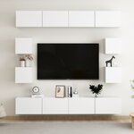 vidaXL Ensemble de meubles TV 8 Pièces Blanc Bois d'ingénierie