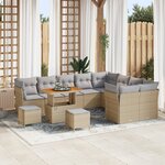 Ensemble de Canapés de Jardin 12 Pièces vidaXL avec Coussins Beige Poly Rattan Acacia