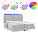 vidaXL Lit à Ressorts avec Matelas LED Gris clair 200 x 200 cm Velours