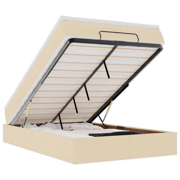 vidaXL Cadre de lit ottoman avec matelas crème 120x200cm tissu