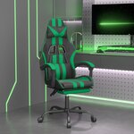 vidaXL Chaise de jeu avec repose-pied Noir et vert Similicuir