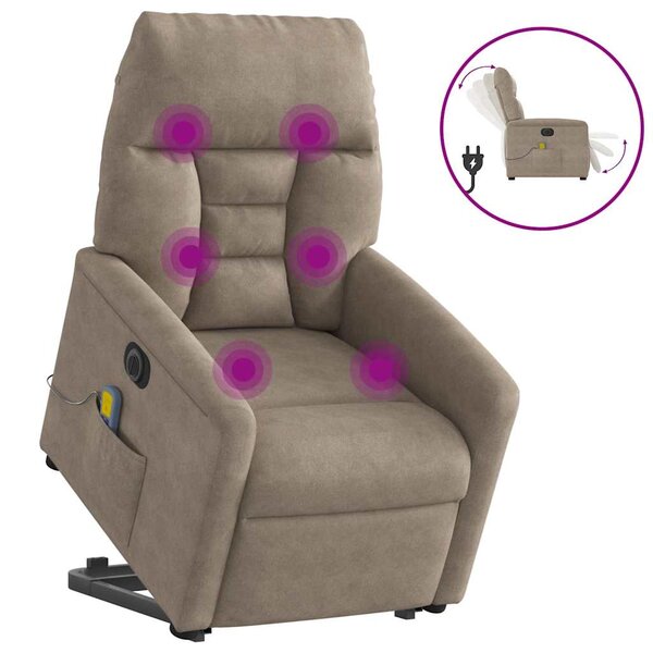 vidaXL Fauteuil inclinable de massage électrique taupe