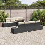 vidaXL Ensemble de canapé de jardin 9 Pièces Noir Poly rotin