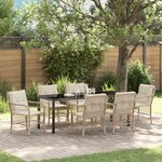 vidaXL Ensemble de Restauration de Jardin 7 Pièces avec Coussins en Rattan Poly Beige