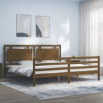 vidaXL Cadre de lit sans matelas marron miel 200x200 cm bois massif