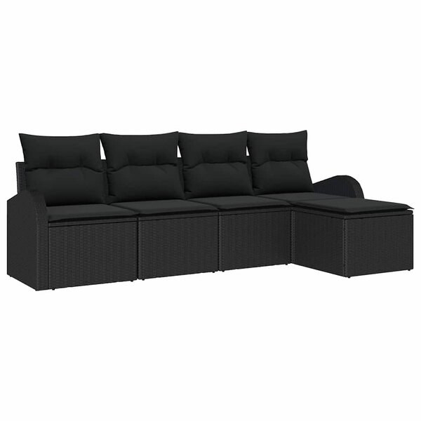 vidaXL Ensemble de canapé de jardin avec coussin 5 Pièces Noir Poly rotin