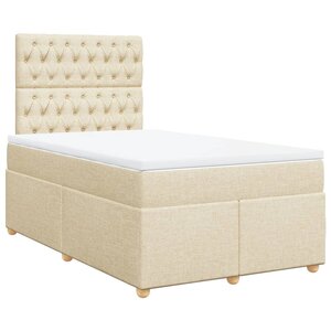 vidaXL Sommier à lattes de lit avec matelas crème 120x190 cm tissu