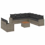 vidaXL Salon de jardin avec coussins 10 Pièces gris résine tressée