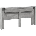 vidaXL Armoire tête de lit avec LED gris béton 180x16 5x103 5 cm