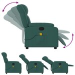 vidaXL Fauteuil inclinable de massage vert foncé tissu