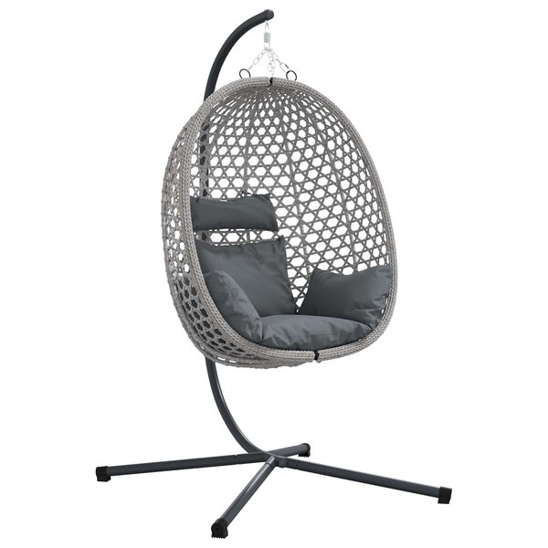 vidaXL Chaise suspendue polyrotin 104 x 100 x 191 cm Gris
