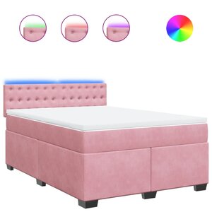 vidaXL Sommier à lattes de lit avec matelas Rose 160x200 cm Velours
